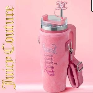 Juicy Couture Rhinestone Logo Velour Crossbody Sling/Drink Bag